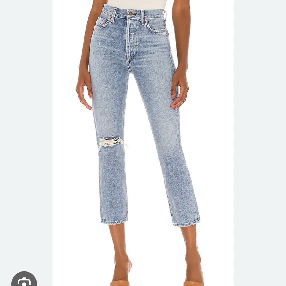 NWT AGOLDE Riley High Rise Straight Crop Jeans in Endeavor